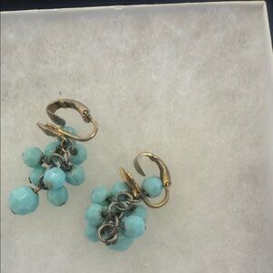 Chic Turquoise and Gold Cluster Earrings